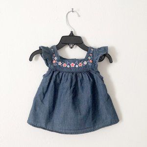 Baby B'gosh | Jean Top With Floral Neckline